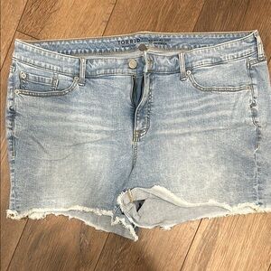 Torrid Blue Jean Shorts with Frayed Hem and Distressed Look